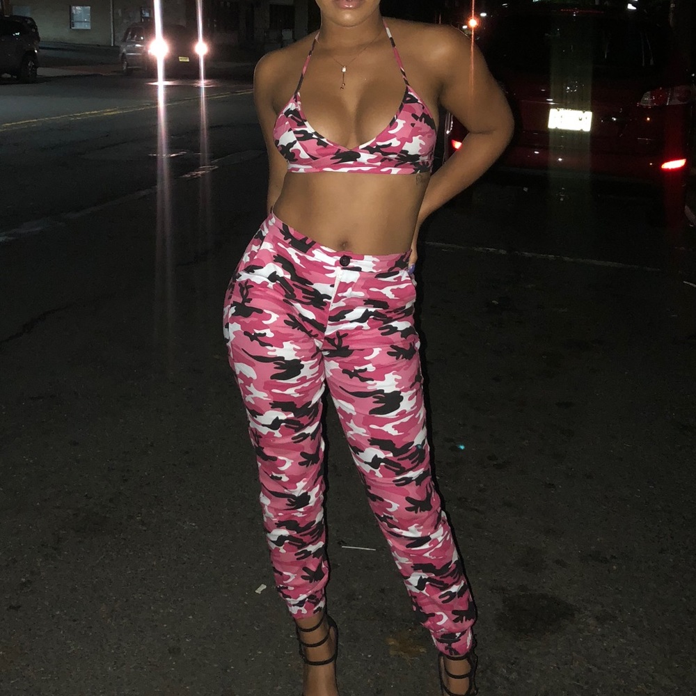 Two piece pink camo set
